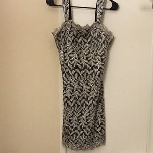 Silver and black shimmery evening dress